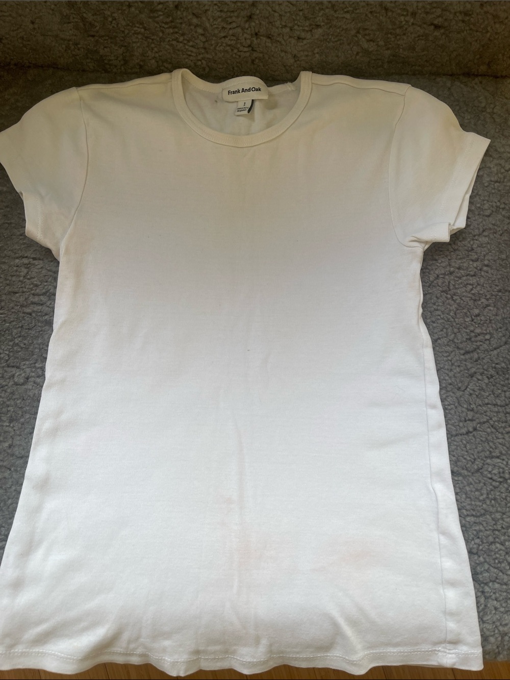 Frank & Oak White Ribbed Crewneck T-Shirt